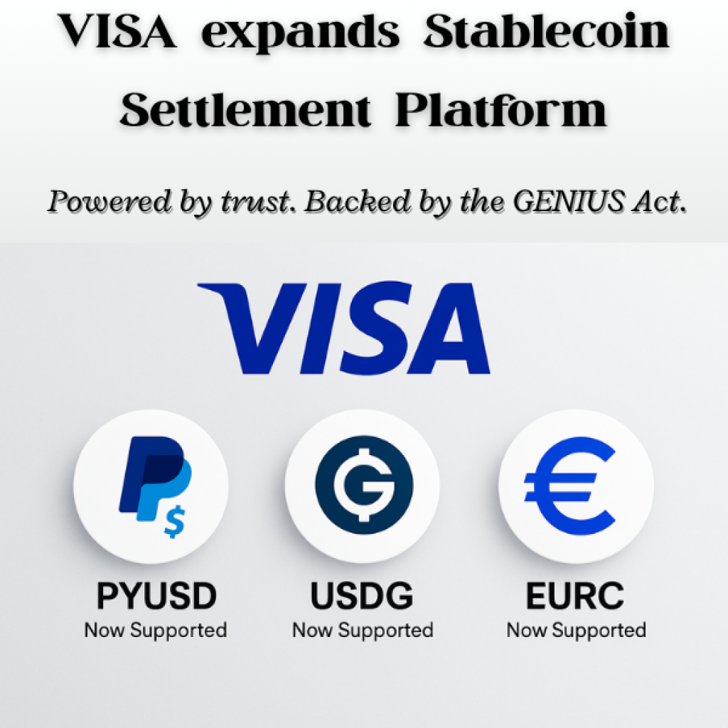 Visa Expands Crypto Settlement After GENIUS Act Sparks Demand